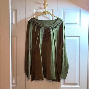 Embroidered Olive Tee